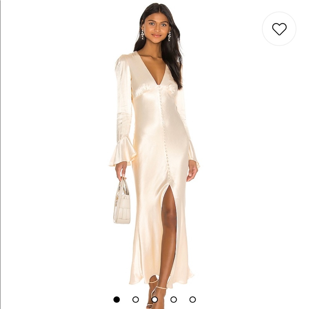 Shona Joy LA LUNE FRILL CUFF BIAS MIDI DRESS - CREAM
